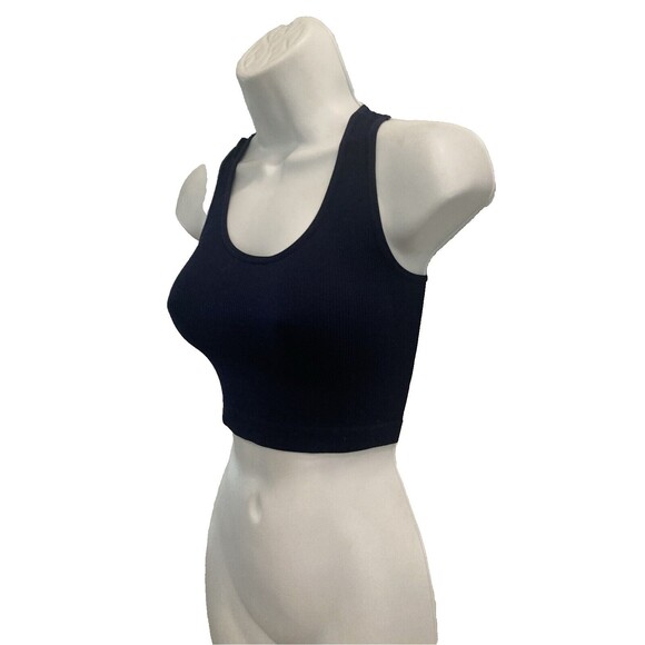 AVETO Juniors' Racerback Tank Top Size Small Cropped Navy Blue Ribbed NWOT - Picture 6 of 8